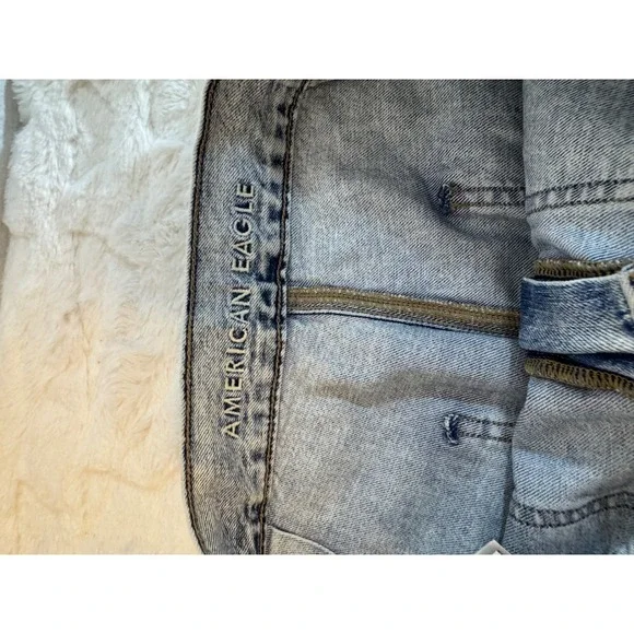 American Eagle Womens Acid Wash Cargo Jogger Jeans Light Blue Drawstring Denim - Picture 8 of 15